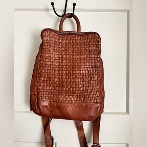 Woven Leather Backpack Purse